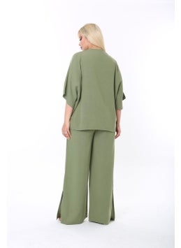 Escbutik Large Size Side Slit Comfortable Two-piece Suit with Trousers Stylish Bottom-Top Suit  - Image 1