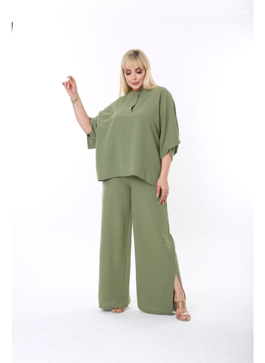 Escbutik - Large Size Side Slit Comfortable Two-piece Suit with Trousers Stylish Bottom-Top Suit - Image 1