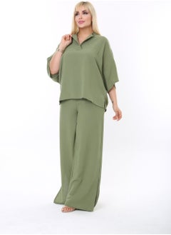 Escbutik Large Size Side Slit Comfortable Two-piece Suit with Trousers Stylish Bottom-Top Suit  - Image 4