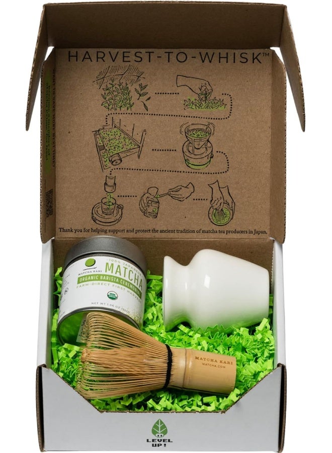 Matcha Kari Dr. Weil - Mini Tea Set - White- Ceremonial Organic Japanese and Whisk With Holder - Image 2