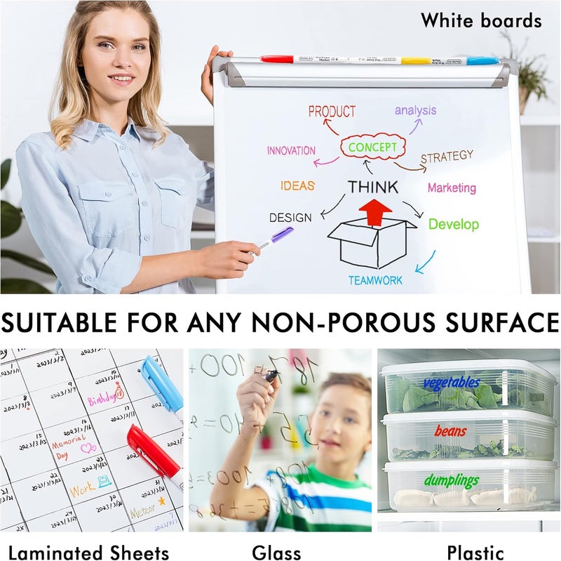 Shuttle Art Wet Erase Markers, 15 Colors 1mm Fine Tip Smudge-Free Markers, Use on Laminated Calendars,Overhead Projectors,Schedules,Whiteboards,Transparencies,Glass,Wipe with Water - Image 5