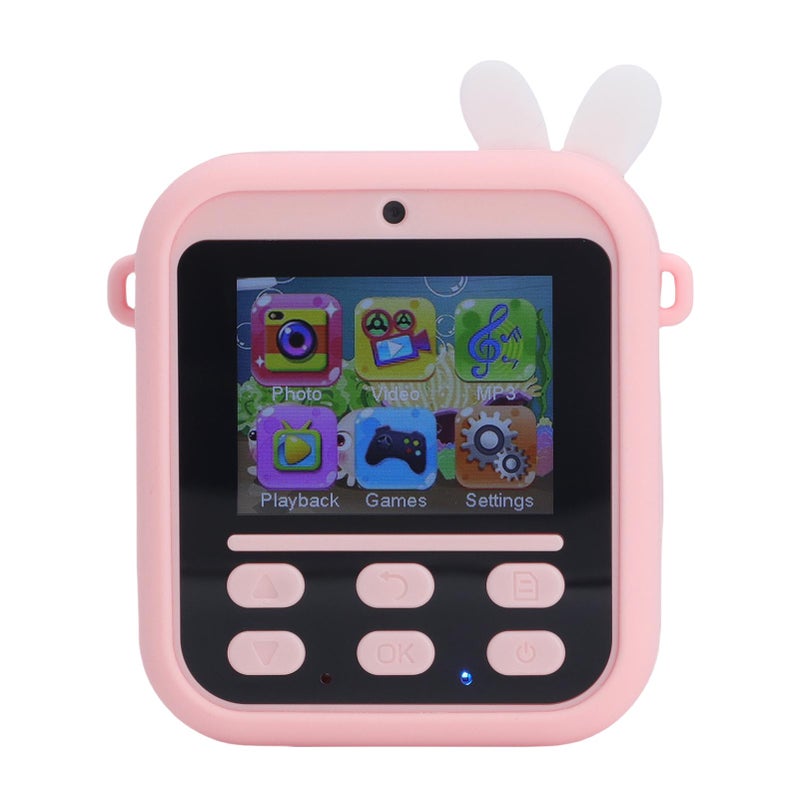 Instant Print Camera HD Double Lens 2.4 Inch Display Screen 16x Digital Zoom Instant Selfie Camera with Filters Game Music Pink Rabbit - Image 2