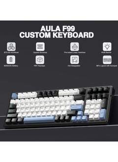 AULA F99 Wireless Mechanical Keyboard, Tri-Mode BT5.0/2.4GHz/USB-C Hot Swappable Custom Keyboard, Star Vecot switch, Gasket Structure, RGB Backlit Gaming Keyboard for PC/Tablet/PS/Xbox  - Image 2