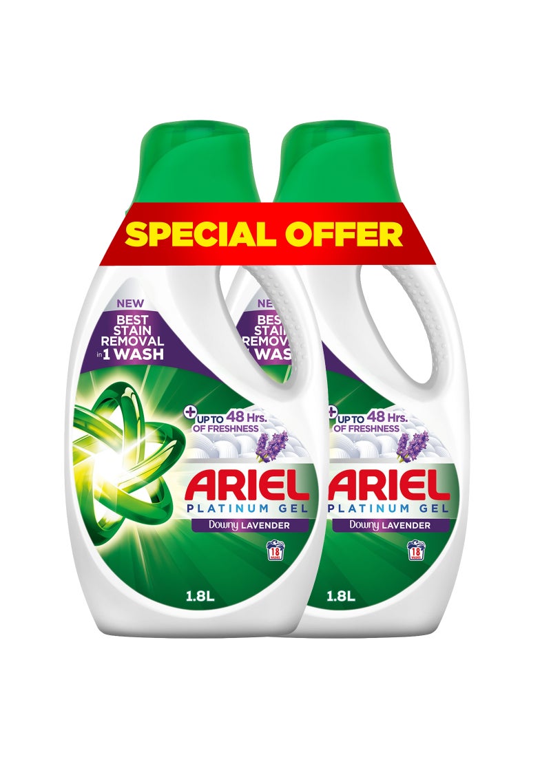 Ariel Lavender Freshness Laundry Detergent Power Gel Dual Pack 2 x 1.8L - Image 1