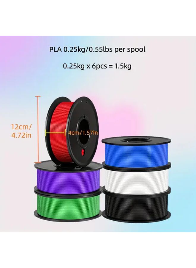 باقة خيوط PLA للطباعة ثلاثية الأبعاد بقطر 1.75 مم - 6 ألوان - بكرات 250 جرام - عبوة 1.5 كجم - Image 2