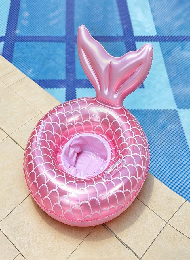 iefoah Baby Pool Float,Mermaid Inflatable Swimming Float Ring with Seat Handle,Infant Pool Floaties for Baby Girls Boys Toddlers Pink - Image 5