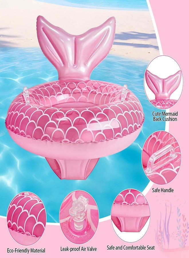 iefoah Baby Pool Float,Mermaid Inflatable Swimming Float Ring with Seat Handle,Infant Pool Floaties for Baby Girls Boys Toddlers Pink - Image 3