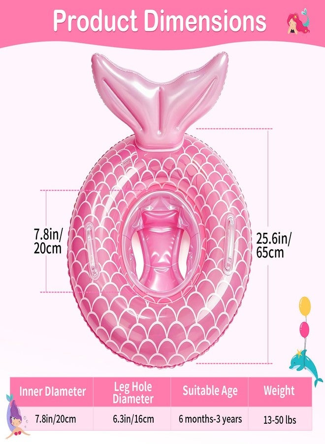 iefoah Baby Pool Float,Mermaid Inflatable Swimming Float Ring with Seat Handle,Infant Pool Floaties for Baby Girls Boys Toddlers Pink - Image 2