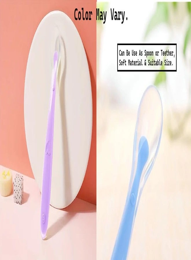 Wavva® Baby Silicone Soft Spoons| Training Feeding for Kids Toddlers Children and Infants | BPA Free | Gum-Friendly First Stage (Multicolour) (Silicone Spoon Set of 2). - Image 4