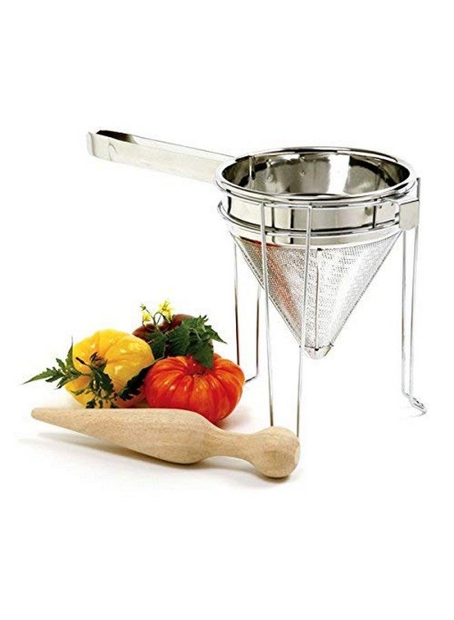 Norpro Norpro 642 Stainless Steel Chinois with Stand and Pestle Set, Bouillon Strainer, Jelly Strainer, China Cap - Image 2