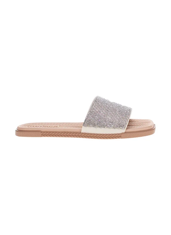 Moleca  Moleca Ladies Flat Sandals Off White | Made In Brazil for Women | Best Price UAE