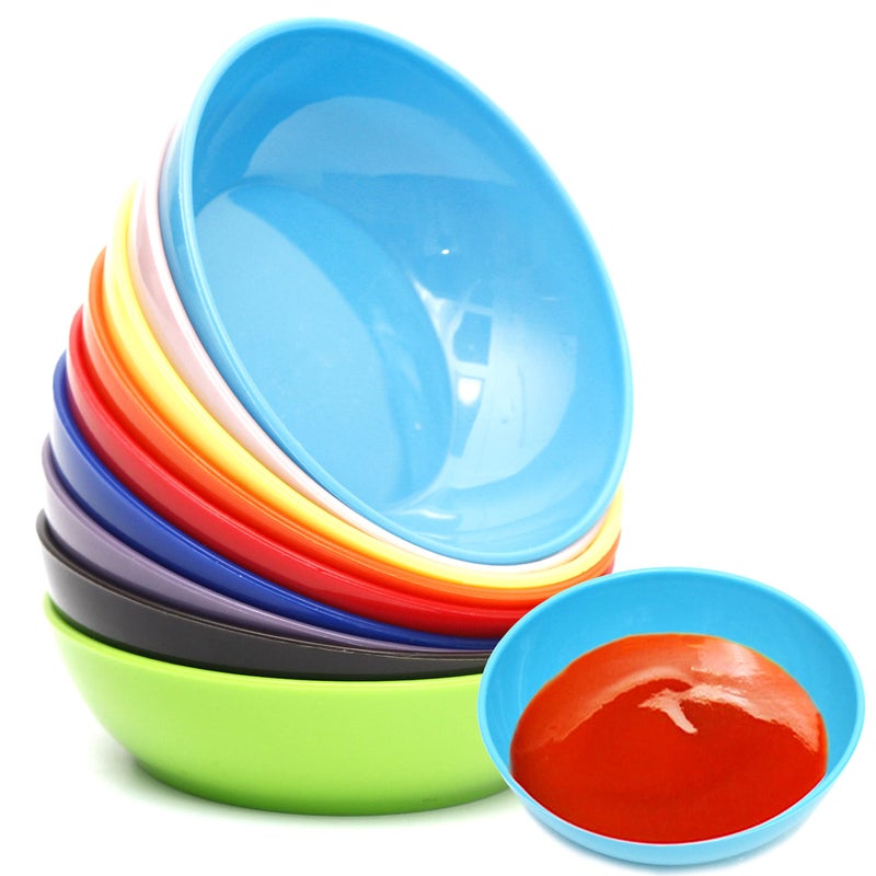 Youngever 9pcs Plastic Sauce Bowls Rainbow Colors Microwave  Dishwasher Safe 3x08in 250ml Bowl