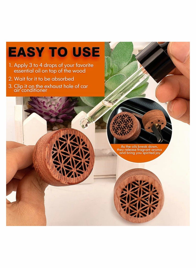 الأزرق جي دبليو 2 Pieces Wooden Car Aromatherapy Essential Oil Diffuser Air Freshener Vent Clip Perfume Outlet for Valentine's Day Giving to Create a Romantic Atmosphere - Image 5