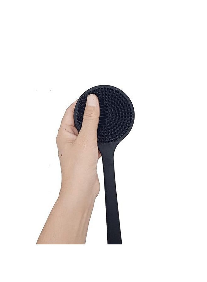 SGABANI Soft Silicone Back Scrubber Shower Bath Body Brush with Long Handle Dirt_Removal Back Scrubber | BPA-Free | For Men and Women (BLACK) - Image 3