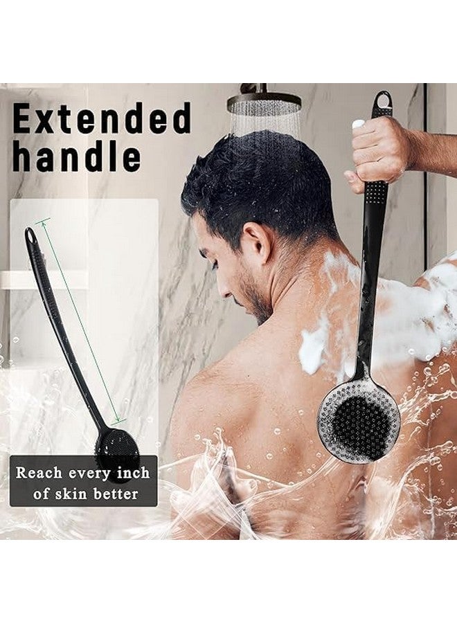 SGABANI Soft Silicone Back Scrubber Shower Bath Body Brush with Long Handle Dirt_Removal Back Scrubber | BPA-Free | For Men and Women (BLACK) - Image 5