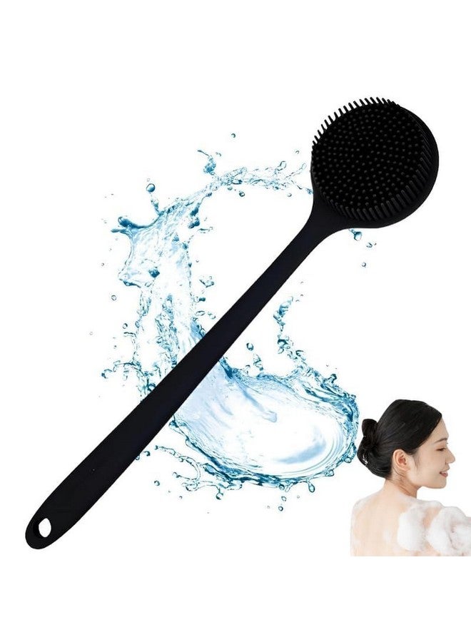 SGABANI Soft Silicone Back Scrubber Shower Bath Body Brush with Long Handle Dirt_Removal Back Scrubber | BPA-Free | For Men and Women (BLACK) - Image 2