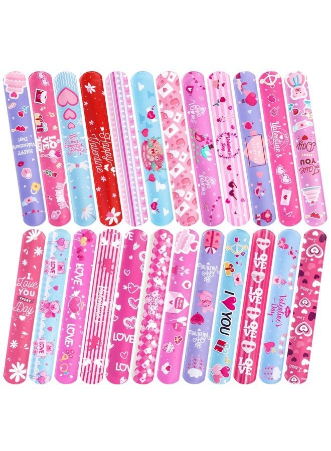 Thuodo 48 Pcs Valentines Day Slap Bracelets Wristbands, Toys for Valentines Day Party Supplies, Gifts for Kids Students Teens Adults Birthday Giveaways, and Game Prizes, Kids School Supplies - Image 1