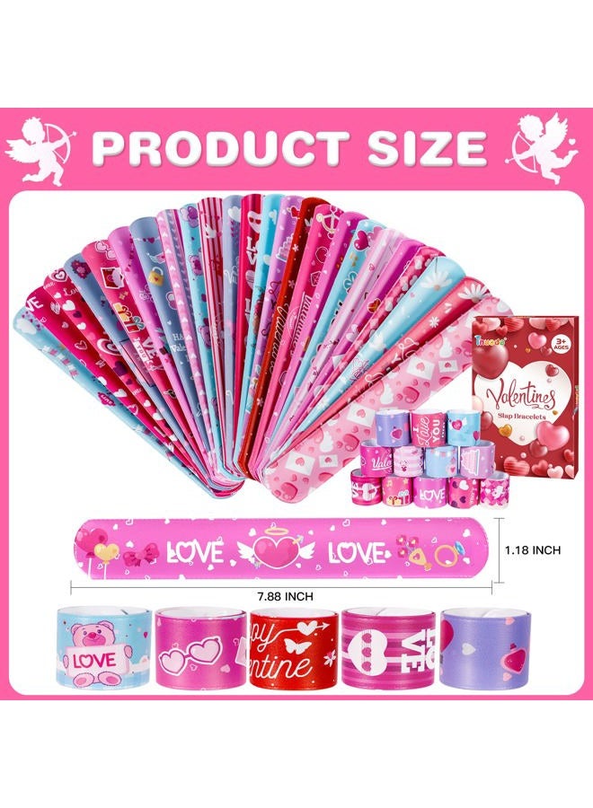 Thuodo 48 Pcs Valentines Day Slap Bracelets Wristbands, Toys for Valentines Day Party Supplies, Gifts for Kids Students Teens Adults Birthday Giveaways, and Game Prizes, Kids School Supplies - Image 3