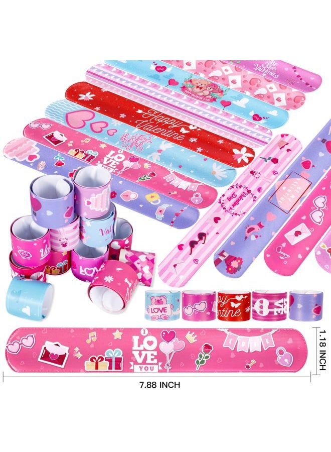 Thuodo 48 Pcs Valentines Day Slap Bracelets Wristbands, Toys for Valentines Day Party Supplies, Gifts for Kids Students Teens Adults Birthday Giveaways, and Game Prizes, Kids School Supplies - Image 2