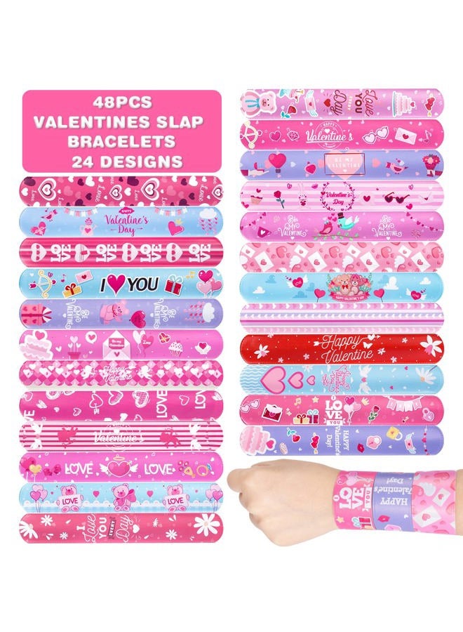 Thuodo 48 Pcs Valentines Day Slap Bracelets Wristbands, Toys for Valentines Day Party Supplies, Gifts for Kids Students Teens Adults Birthday Giveaways, and Game Prizes, Kids School Supplies - Image 4