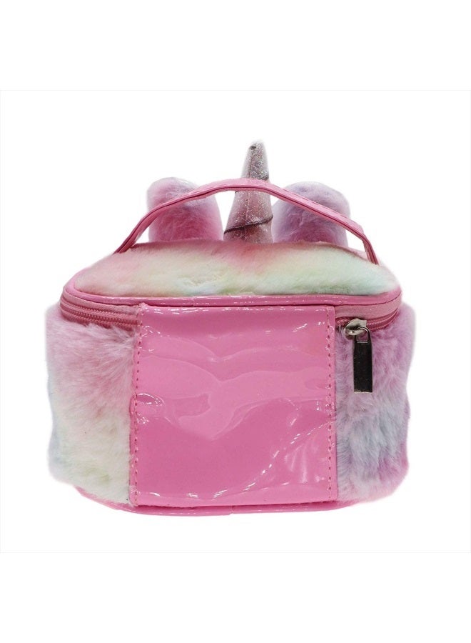 Newfancy Women Girls Kids Fluffy Faux Fur Unicorn Makeup Bag Small Cosmetic Organizer Plush Travel Storage Bags Toiletry Kit Case - Image 5
