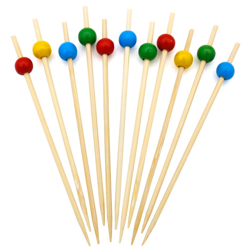 BLUETOP BLUE TOP 200pcs Colorful Wood Pearl Cocktail Picks for DrinksFood47Inch Fancy Cocktail Toothpicks for AppetizersFruitCakesCheeseFood PicksDecorative Bamboo picks for July 4th PartiesBar
