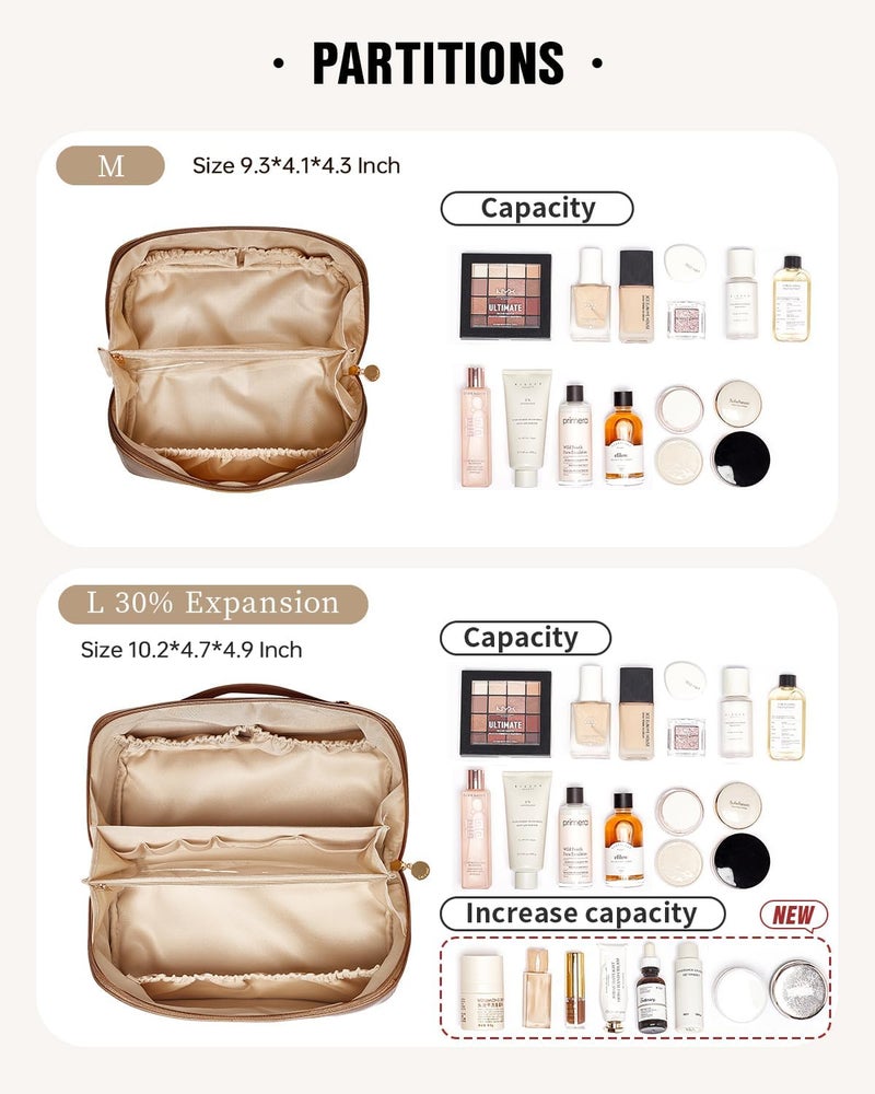 حقيبة مكياج للسفر من إيتشي (EACHY Travel Makeup Bag)، حقائب تجميل ذات سعة كبيرة للنساء، حقيبة مقاومة للماء وسهلة الحمل، بتصميم مفتوح ومسطح لحمل اللوازم الشخصية. - Image 3