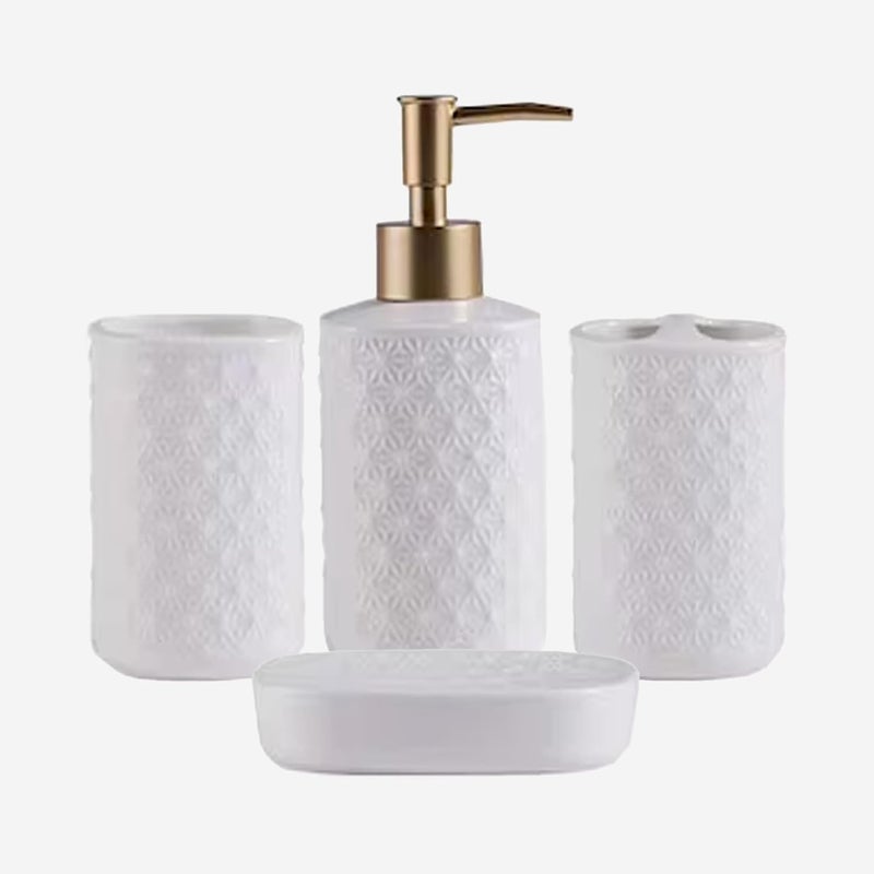 The Better Home Bathroom Accessories Set of 4 Pcs Soap Dispenser for Bathroom Toothbrush Holder Soap Case for Bathroom Sturdy and LongLasting Bathroom Accessories Items White - Image 2