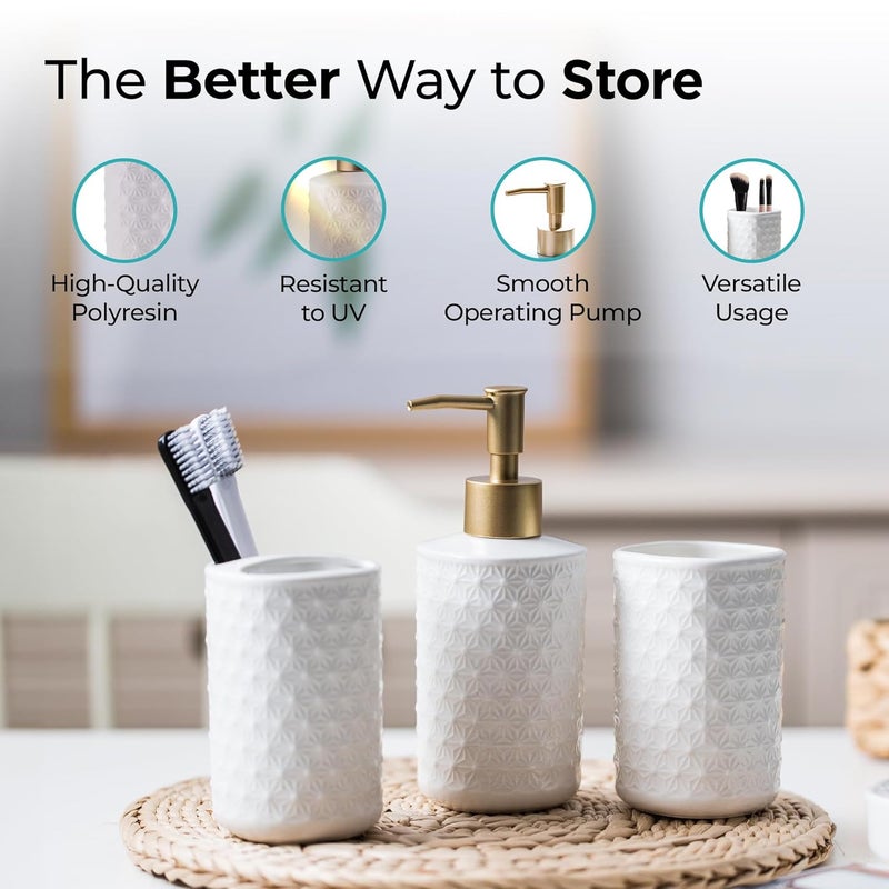 The Better Home Bathroom Accessories Set of 4 Pcs Soap Dispenser for Bathroom Toothbrush Holder Soap Case for Bathroom Sturdy and LongLasting Bathroom Accessories Items White - Image 4
