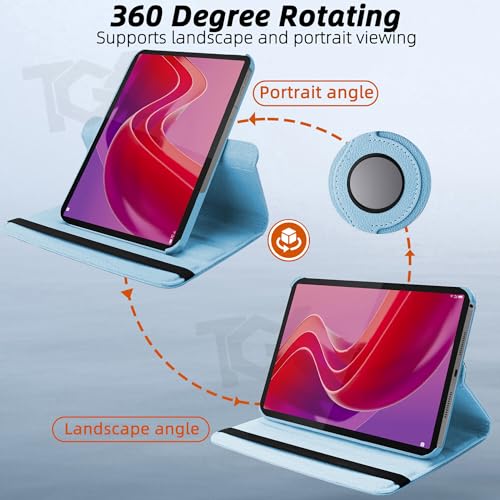 TGK 360 Rotatable Smart Flip Case Cover for Lenovo Tab M11 11 inch TB330FU TB330XU (Sky Blue) - Image 4