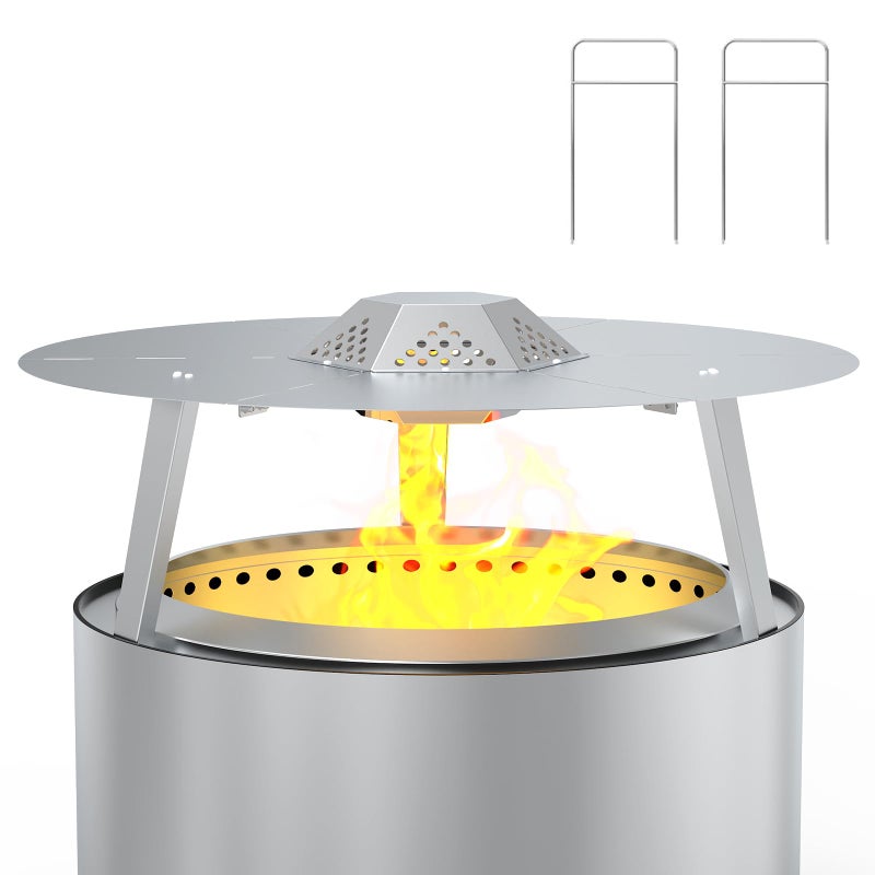 BBQ-PLUS Heat Deflector for Solo Stove Yukon 27" Accessories 304 Stainless Steel Heat Diffuser for Firepit Captures and Redirects Warmth with Handle and Legs for Outdoor - Image 1