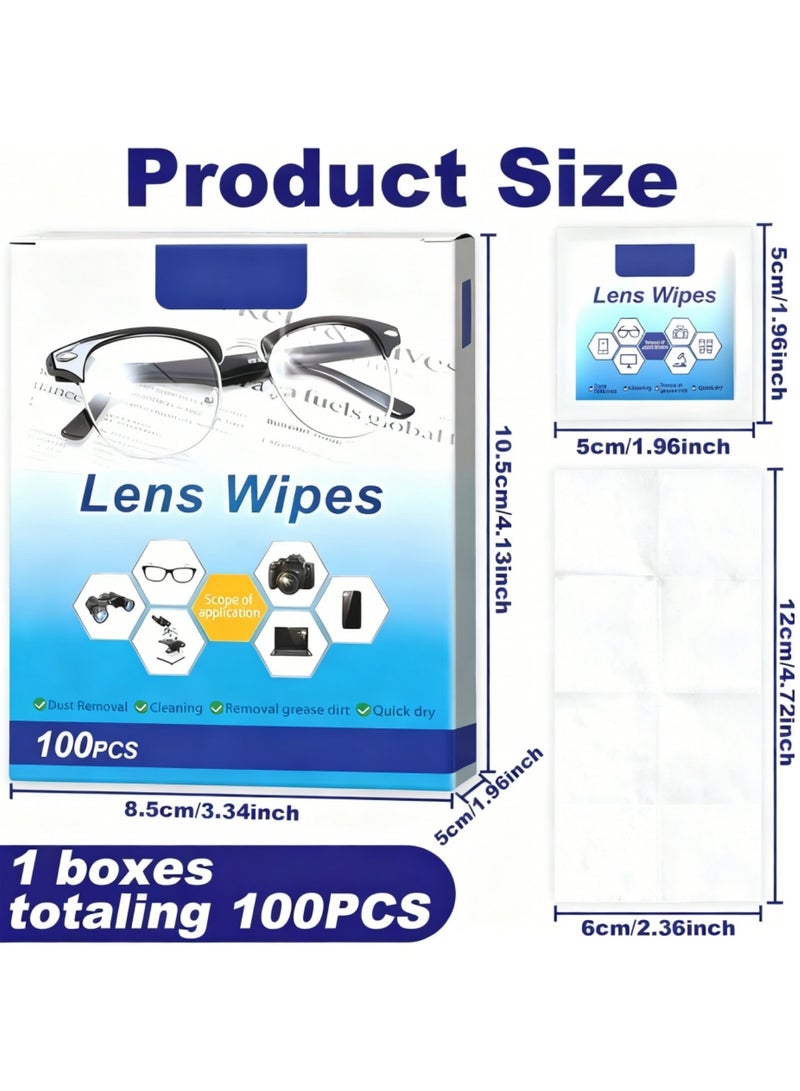saykfoe 100PCS Lens Cleaning Wipes, Lens Wipes for Glasses, Spectacle Lenses Cleaner Wipes for Phones, Laptops, Tablets, TV, Cameras - Image 2