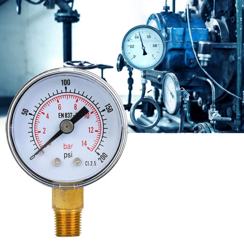 1/8inch BSPT Bottom Connection Mechanical Pressure for Monitoring Air, Oil, and Water Pressure (0-200psi,0-14bar) - Image 3