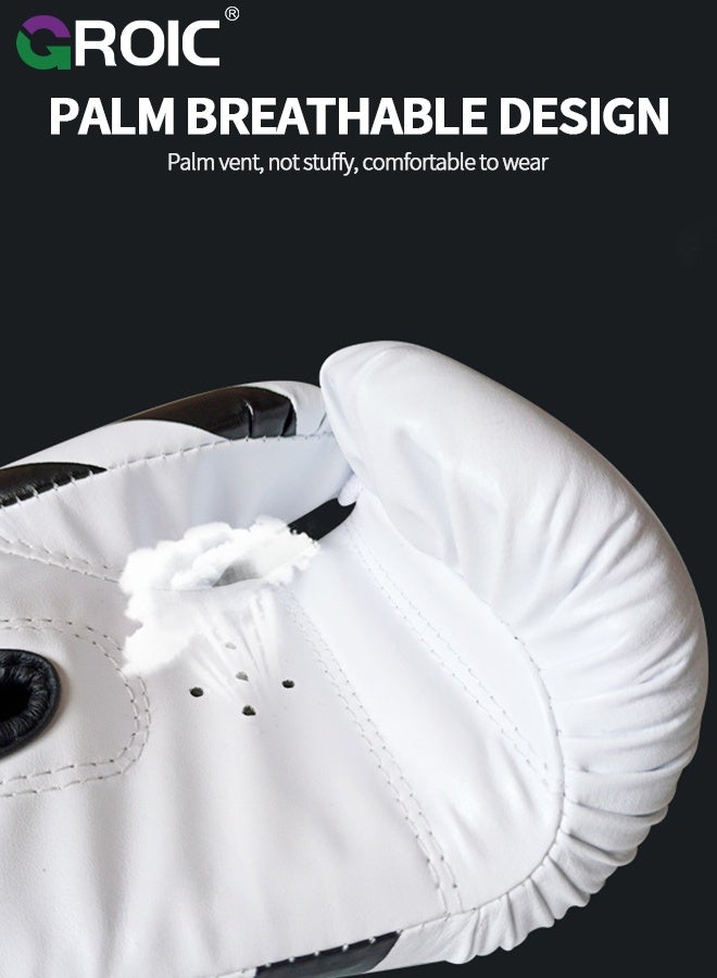 GROIC Boxing Gloves PU Leather, Muay Thai Kickboxing MMA Sparring Training, Advanced TAKKA Closure, Padding, Punch Bags Speed Ball Focus Pads Workout(Black) - Image 3