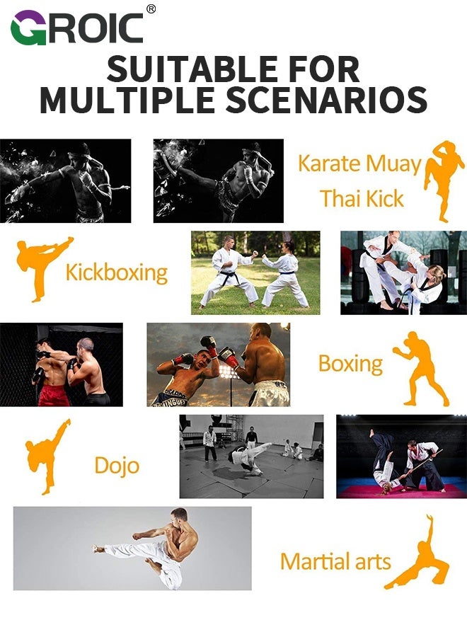 GROIC Boxing Gloves PU Leather, Muay Thai Kickboxing MMA Sparring Training, Advanced TAKKA Closure, Padding, Punch Bags Speed Ball Focus Pads Workout(Black) - Image 5