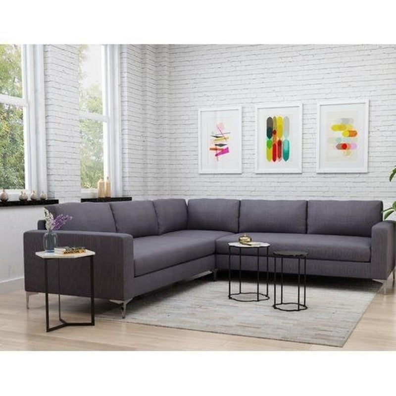 Betak Corner sofa made of Swedish wood, Thai MDF and linen - grey - Image 1