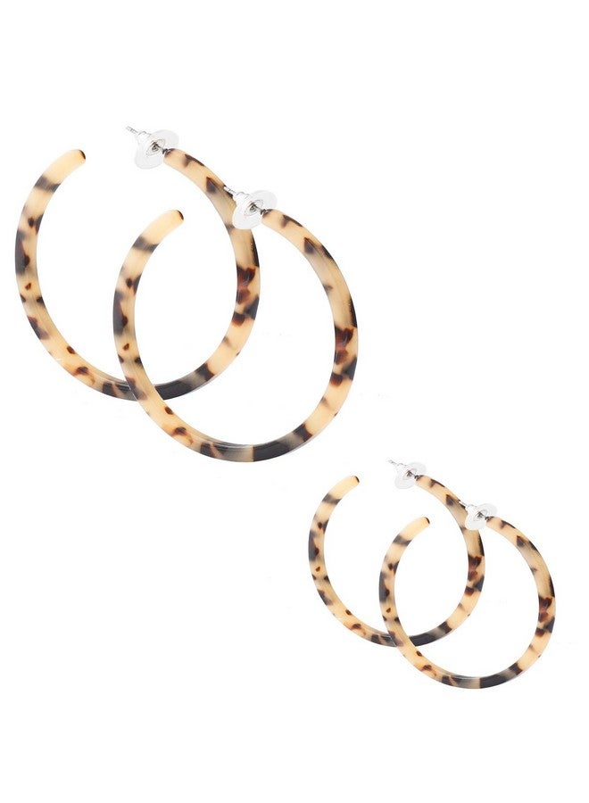 PHALIN Acrylic Hoop Earrings Tortoiseshell Acrylic Earrings Geometric Resin Earring Studs For Women Girls (B 2Pcs Leoaprd) - Image 1