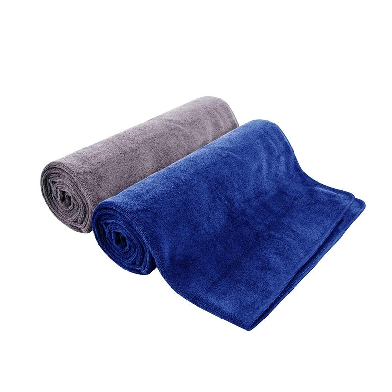 MAXOSHINE Microfiber Hand Towel Lint Free Napkins for Kitchen Wash Basin Gym Quick Dry and Soft Face Towel for Women and Men 40 x 60 cm (Blue/Grey Pack of 2) - Image 1