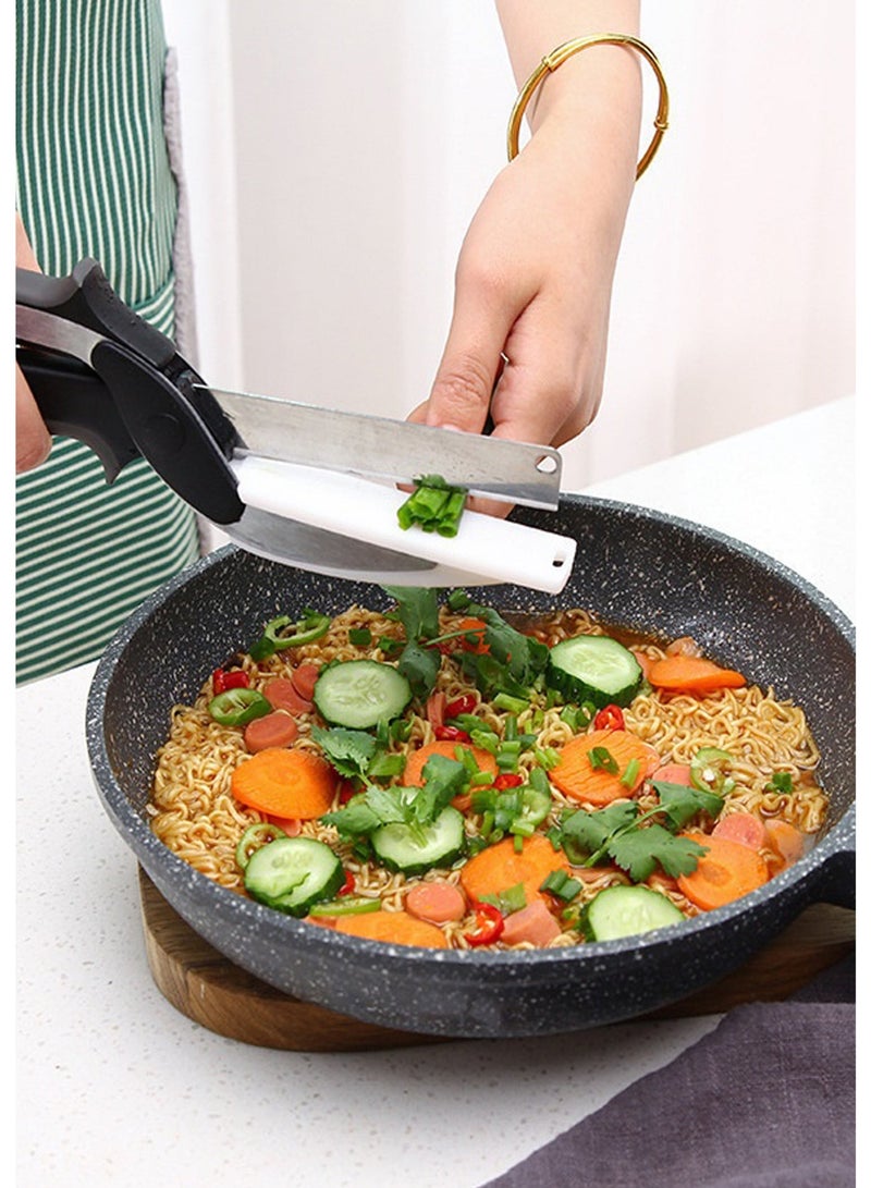 2-in-1 Clever Cutter,kitchen food cutter scissors with built-in cutting board, made from stainless steel—perfect for slicing vegetables, fruits, and everyday meal prep with ease. - Image 4