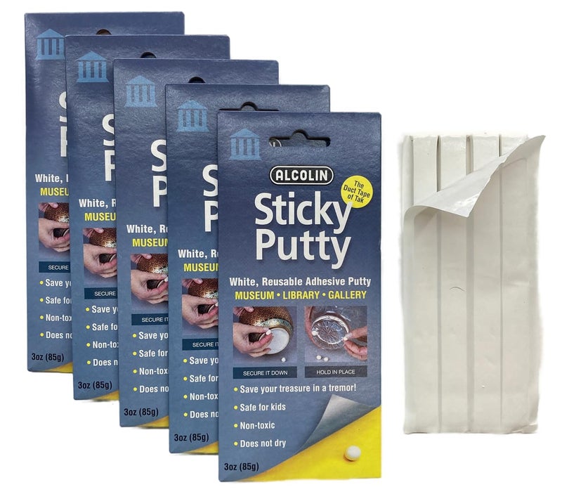 Alcolin 15oz Sticky Putty- Reusable Museum & Gallery Quality Adhesive Putty - Won't Dry Out, Repsitionabe (5x3oz Pack) - Image 1