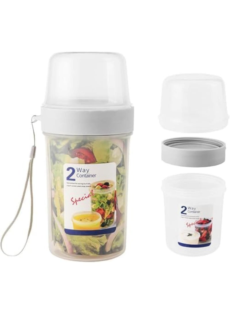 SYOSI Breakfast On The Go Cups – Portable Yogurt and Cereal Containers with Double Layer Design, Large Capacity Sealed Food Storage for Oatmeal, Fruit, Snacks, Ideal for Sports, School, and Picnics (Clear) - Image 1