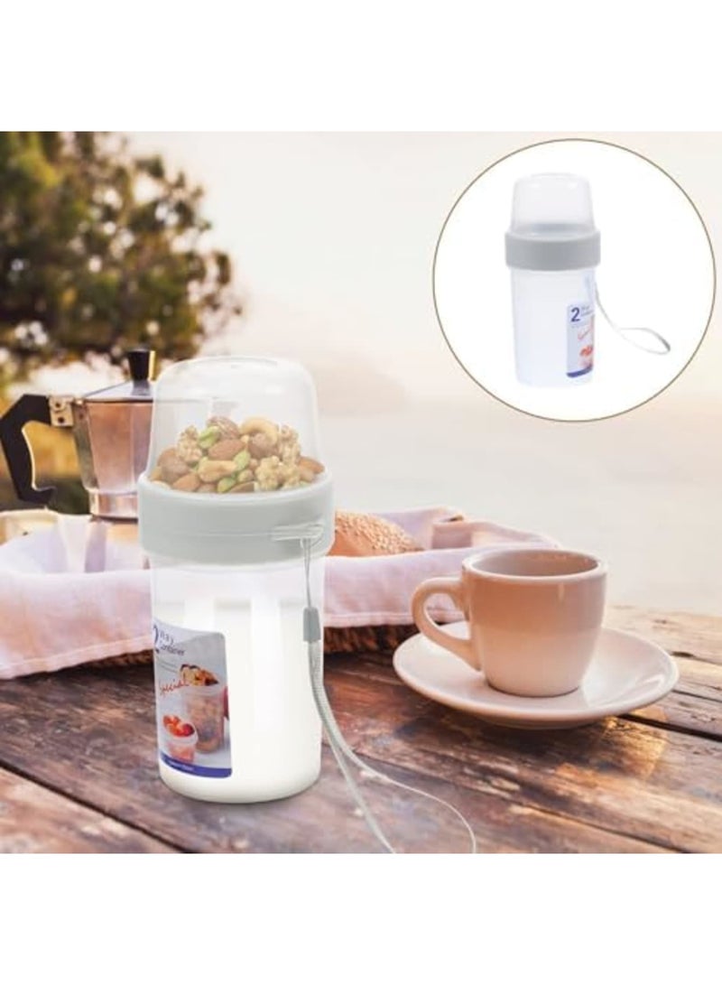 SYOSI Breakfast On The Go Cups – Portable Yogurt and Cereal Containers with Double Layer Design, Large Capacity Sealed Food Storage for Oatmeal, Fruit, Snacks, Ideal for Sports, School, and Picnics (Clear) - Image 2