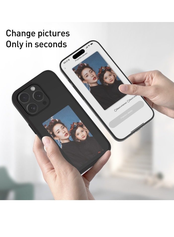 E Ink Phone Case, Smart Ink Screen Phone Case, Lightweight And Durable Mobile Soft Shell, Anti Slip Anti Fall Smart Phone Protection Cover With Photo Screen For Iphone 15 Pro, (1pc, Grey) - Image 4