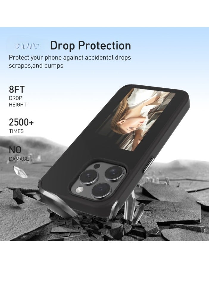 E Ink Phone Case, Smart Ink Screen Phone Case, Lightweight And Durable Mobile Soft Shell, Anti Slip Anti Fall Smart Phone Protection Cover With Photo Screen For Iphone 15 Pro, (1pc, Grey) - Image 3