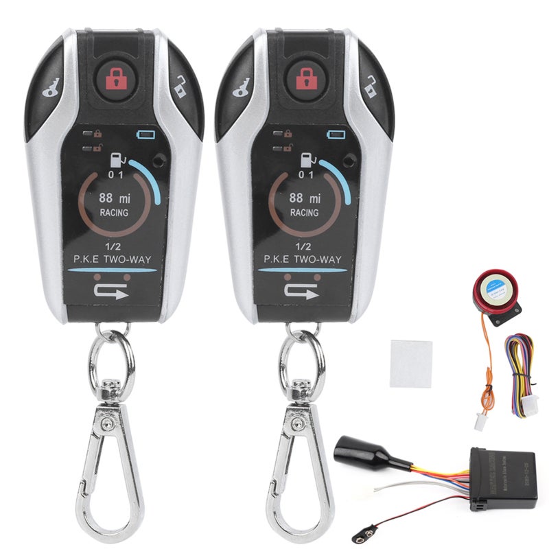 2 Way Motorcycle Alarm System: 300M Remote Range, Remote Start Flameout, Anti-Shear Anti-Theft - Vibration Sync Alarm for Universal Motorcycle Parking & Daily Use - Image 1