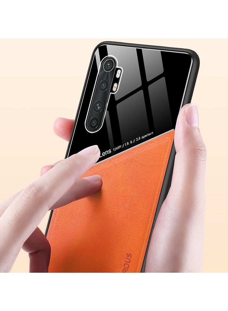 Case Leather Texture Car Magnetic Phone Cover For Xiaomi Mi Note 10 Lite _Black
