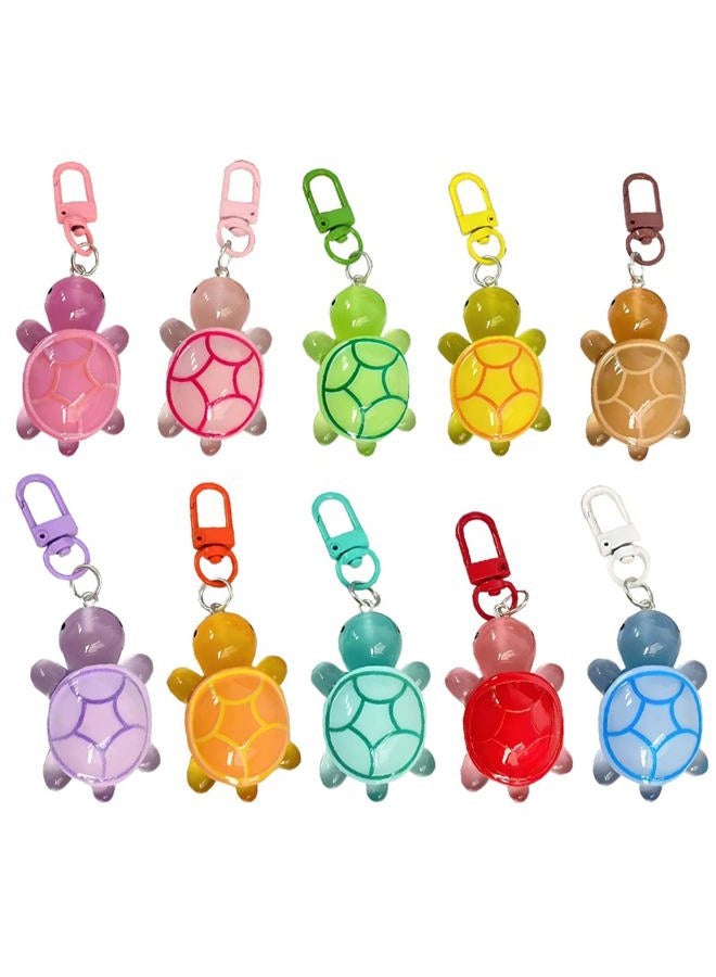 Roioiow 10Pcs Mini Luminous Turtle Keychain Bag Charms, Kawaii Keyrings for Women Kids, Purse Backpack Decor, Car Keys Accessory - Image 1