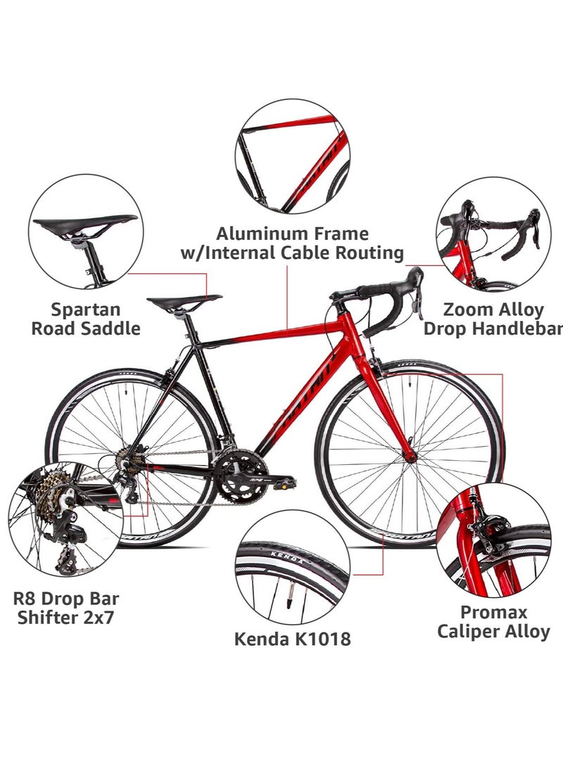 Spartan - 700C Peloton Road Bicycle | Alloy Frame Road Bike | Light Weight Cycle | Fitness Road Bicycles | Size - Small (52Cm) Lava Red - Image 1