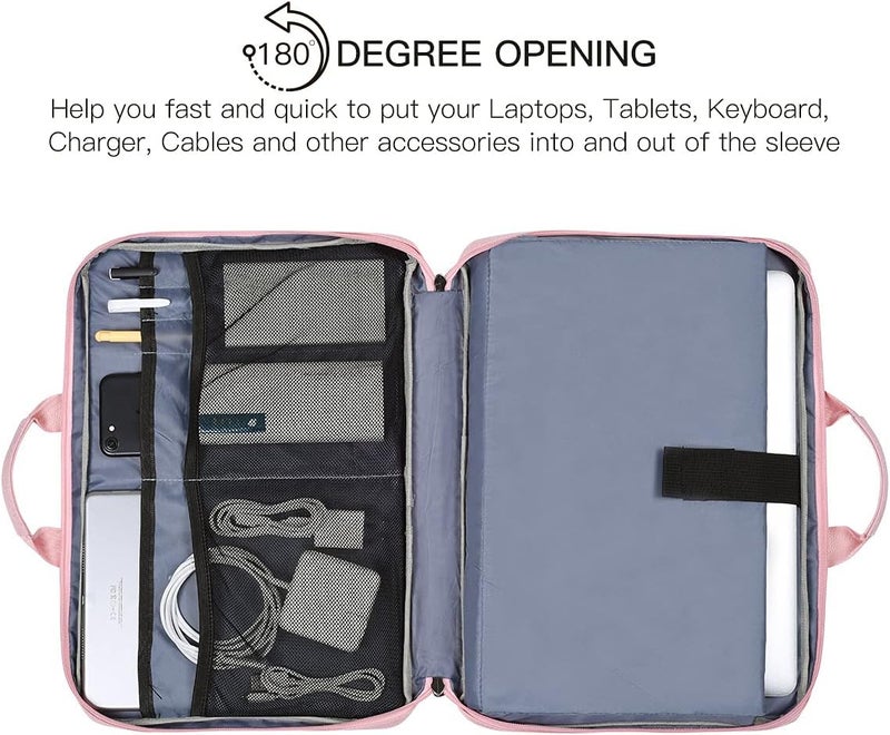 imComor 11.6-12.9 Inch Laptop Bag Sleeve Women Ladies TSA Travel Briefcase with Organizer for Lenovo Chromebook Flex 3 11, Macbook Air 13 A2337, Acer Chromebook Spin 311, Surface Pro 7/6/5/4 HP Dell Case,Pink - Image 2