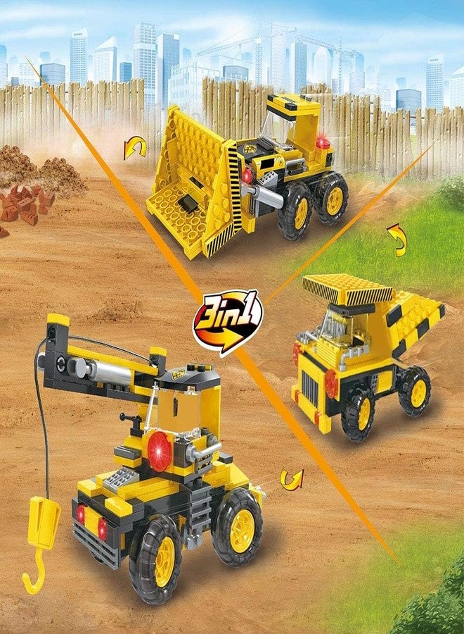 Galaxy Hi-Tech 3 in 1 Architect Brick Toys 220+ Pieces Building Block - City Construction Vehicle Blocks and Bricks - Truck,Crane,Bulldozer Educational Engineering Construction Learning Toy for Kids - Image 2